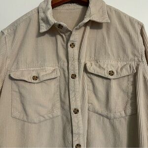 Roxy Women’s Cream Corduroy Cotton Shirt Shacket Long Sleeves Cozy Warm Small